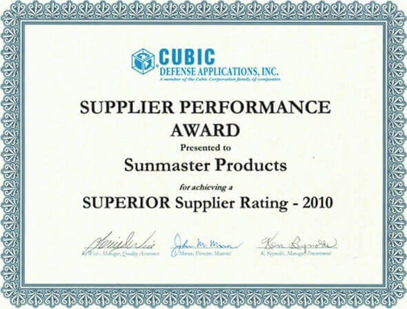 Production Sewing Supplier Performance Award 2010